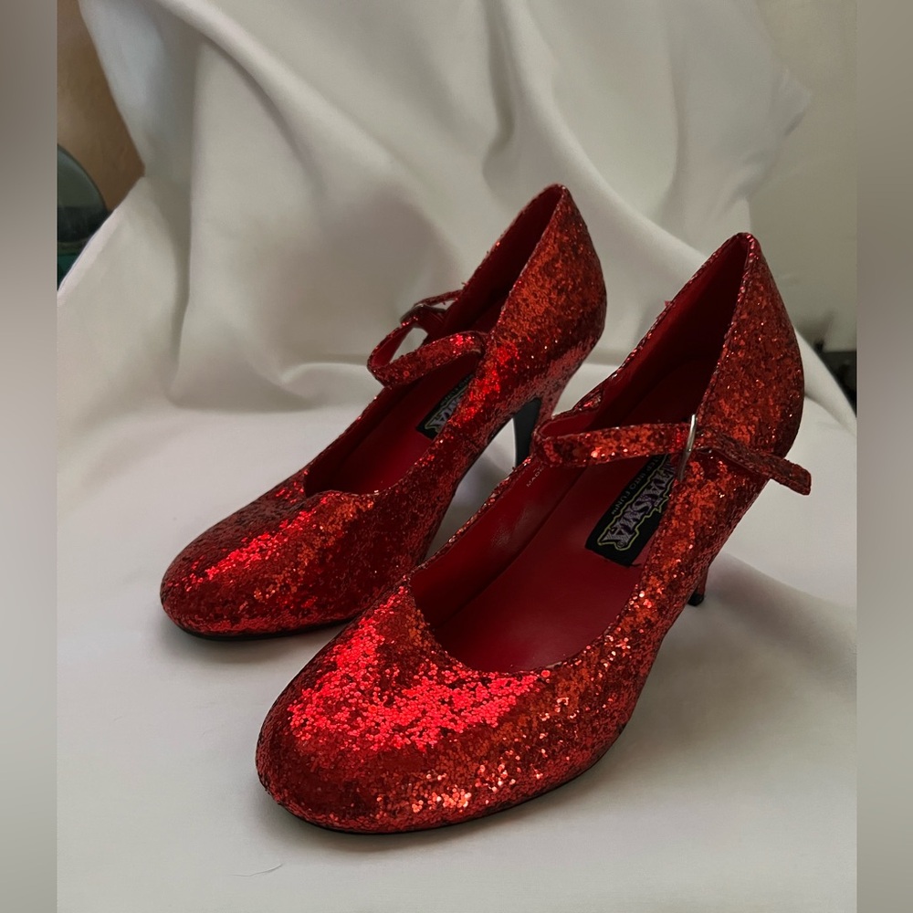 Women's Wizard of Oz, Deluxe Adult Dorothy glitter shoes 6